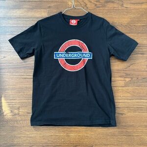 London Underground Tube Transportation Themed Large Black T Shirt